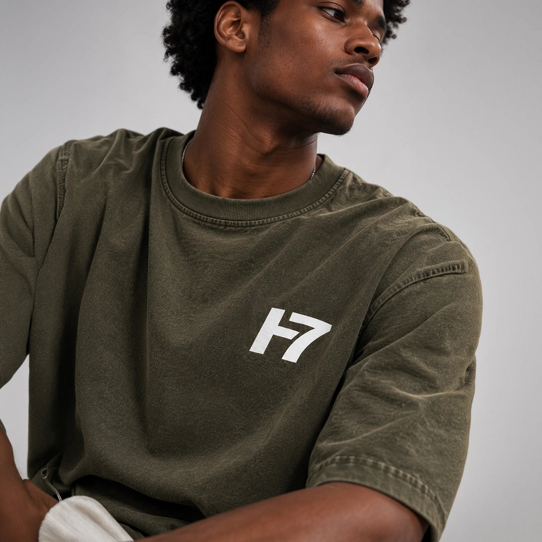 H7 تي شيرت أخضر زيتي IRON
